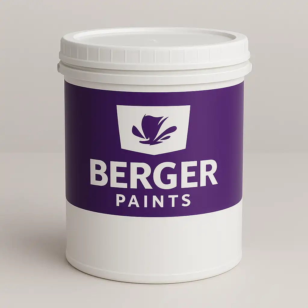 Berger Paints Plastic Bucket with Purple Label β Product Display Image White Berger Paints plastic bucket with a purple label and brand logo