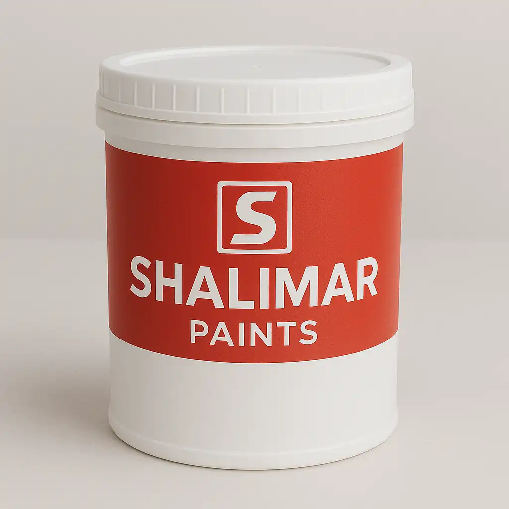 Shalimar Paints Plastic Bucket with Red Label and Logo β Product Image White Shalimar Paints bucket with red label and bold logo