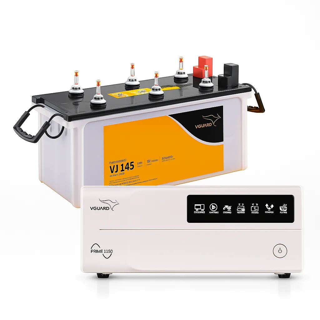 V-Guard VJ 145 Inverter Battery with Prime 1150 Inverter Unit Front View